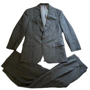 VTG Polo Ralph Lauren Suit 100% Wool Mens 40R Gray Blue Striped Pants 32x28 USA‎